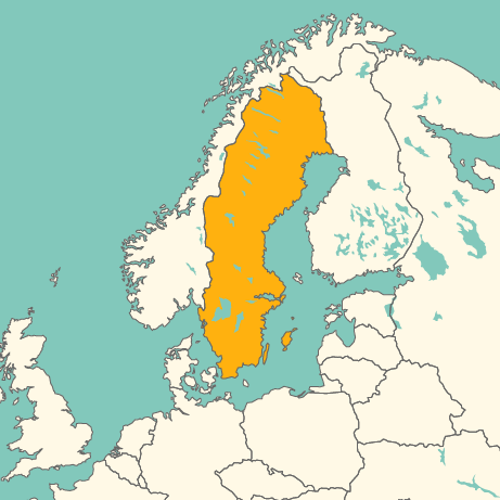 Sverigekarta Landskap Och Städer : Från medeltid till modern tid