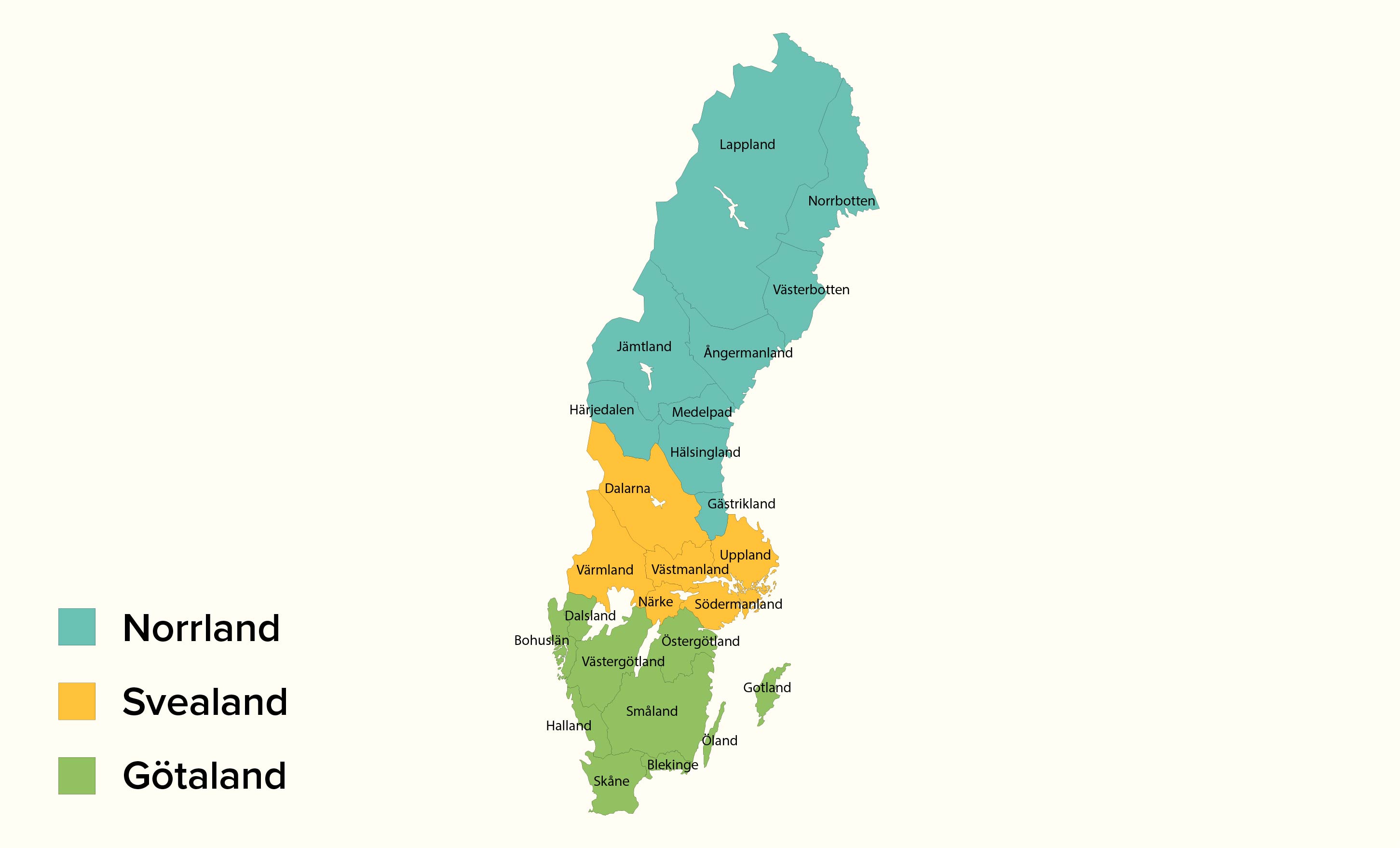 Sverigekarta Landskap Och Städer : Sverigekarta